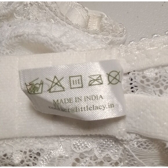 LITTLE LACY India Julia White Wire Free Lace Bra Bralette 38"/95 PVT Ltd NWT - Picture 10 of 12
